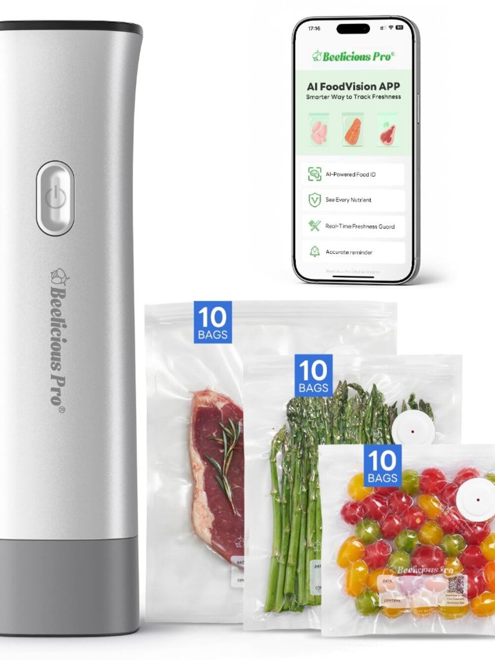 NEW Handheld Vacuum Sealer for Food VacSense Series 75kPa Compact Machine with